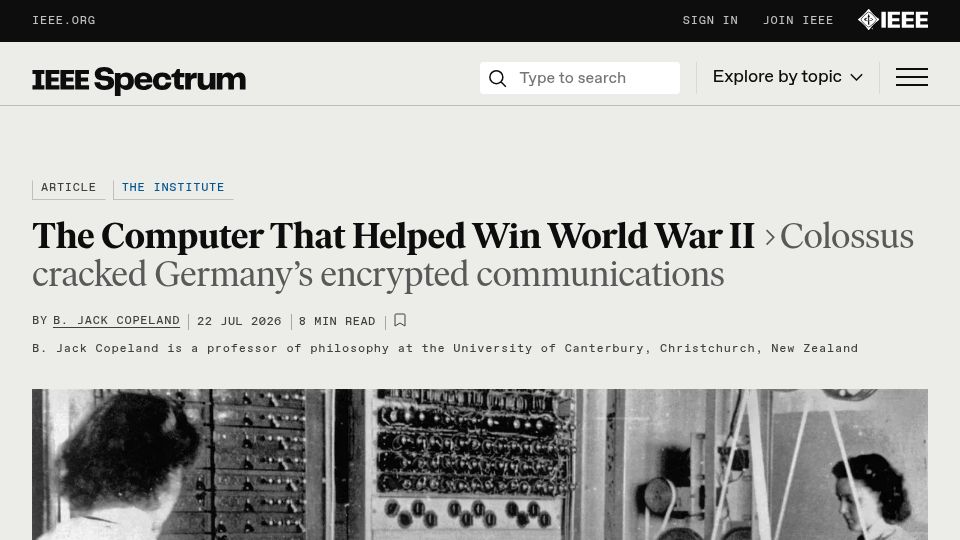 Screenshot of spectrum.ieee.org: The computer that helped win World War II
