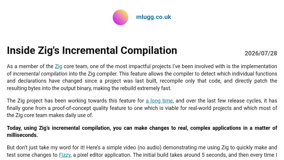 Screenshot of mlugg.co.uk: Zig's Incremental Compilation Internals