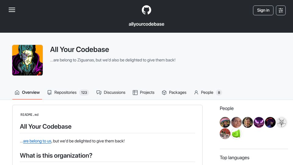 Screenshot of github.com: C/C++ projects packaged for Zig