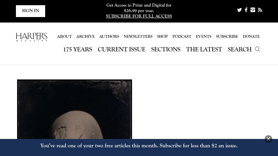 Screenshot of harpers.org: A Dying Art: The last of the morticians