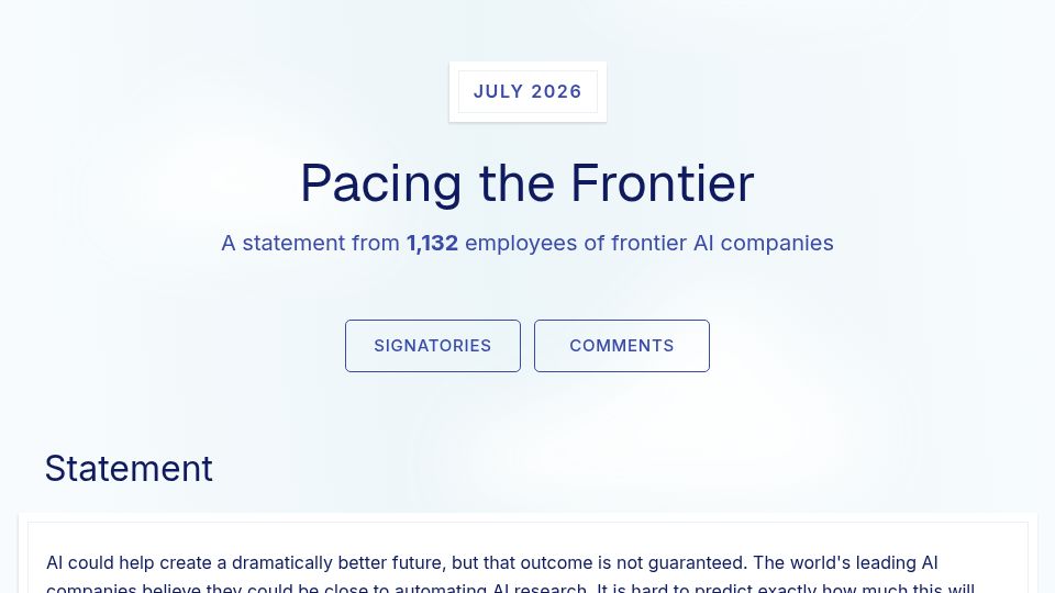 Screenshot of pacingthefrontier.com: Pacing the frontier