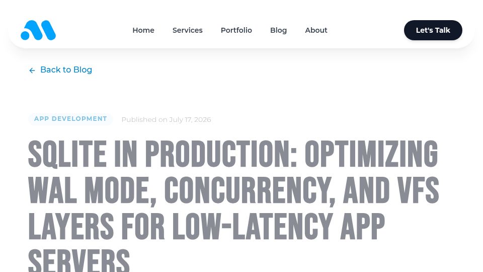 Screenshot of micrologics.org: SQLite in Production: Optimizing WAL Mode, Concurrency, and VFS Layers