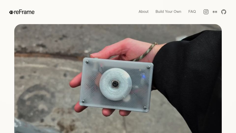 Screenshot of reframe.camera: ReFrame – The EPaper Camera
