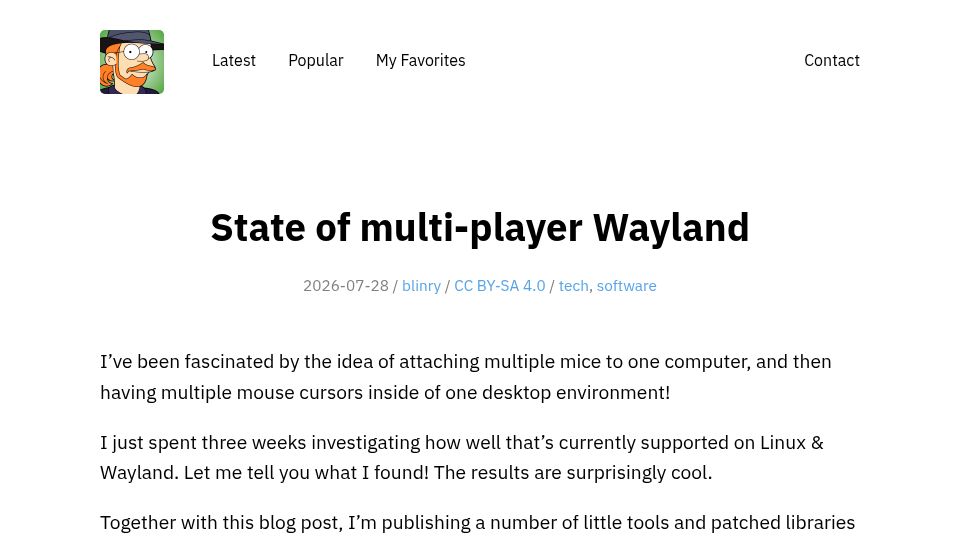 Screenshot of blinry.org: Multiple Mouse Cursors in Wayland