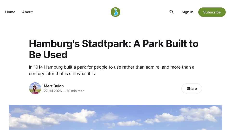Screenshot of alsterrunde.com: Hamburg's Stadtpark: A Park Built to Be Used
