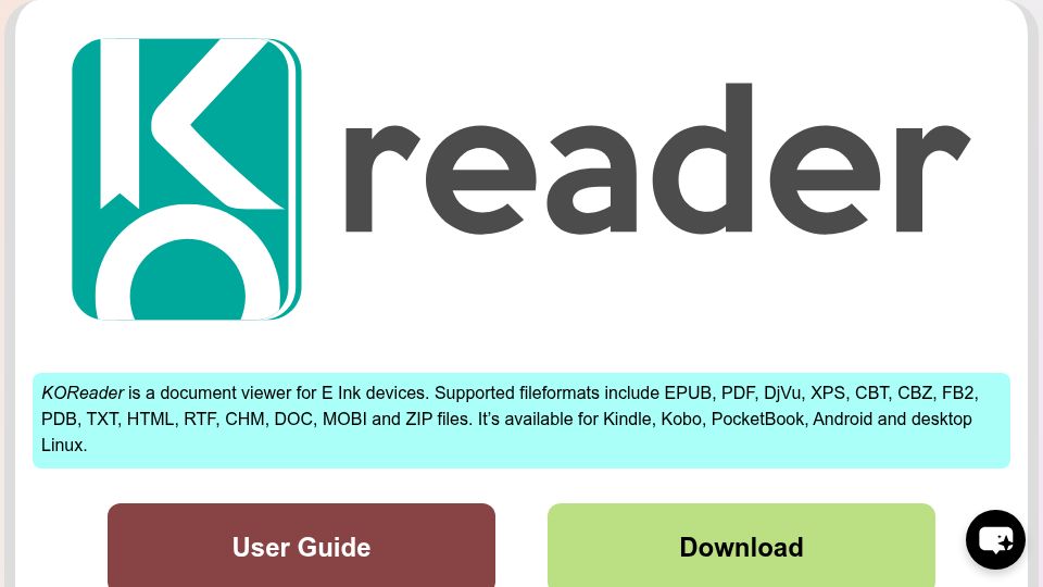 Screenshot of koreader.rocks: KOReader