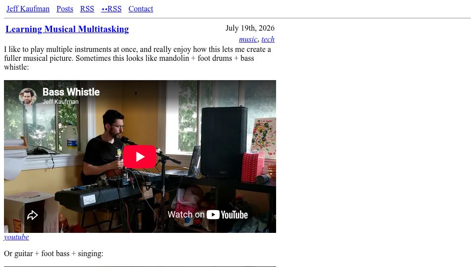 Screenshot of jefftk.com: Learning Musical Multitasking