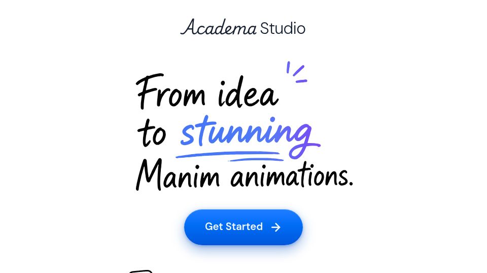 Screenshot of studio.academa.ai: Show HN: Manim (3Blue1Brown's animation engine) in the browser via WebGPU