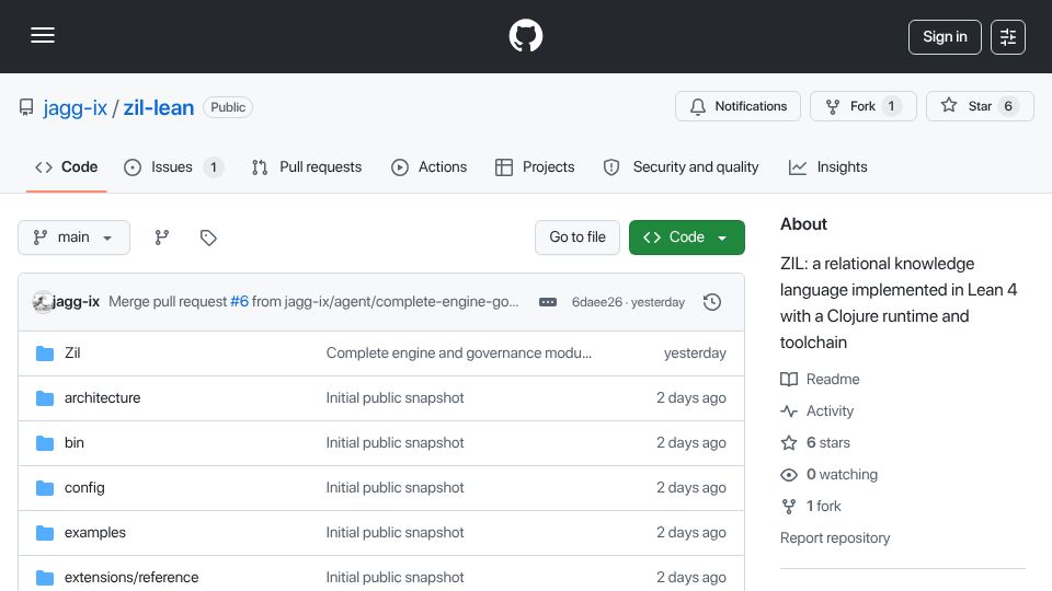 Screenshot of github.com: Show HN: Lean4 Datalog DSL Based on Google Zanzibar for AI Projects