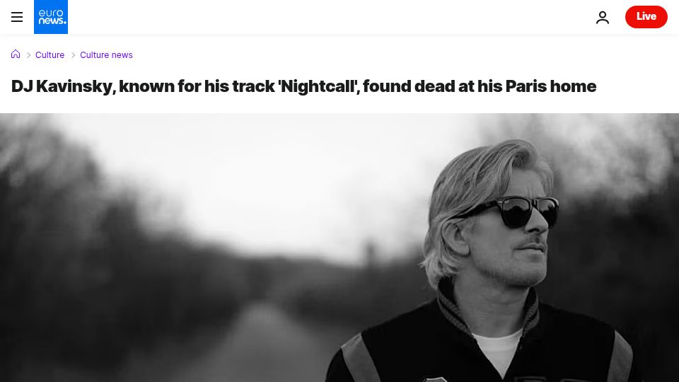 Screenshot of euronews.com: French musician Kavinsky found dead