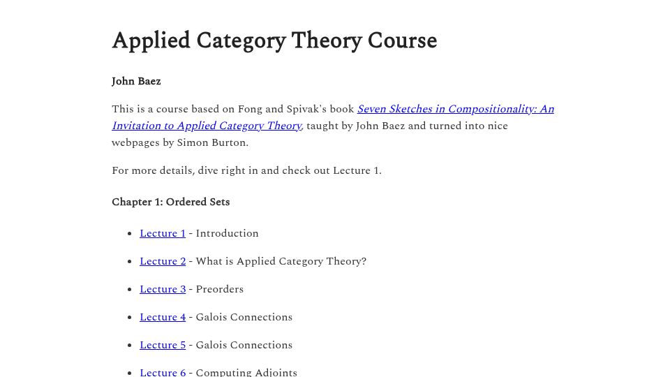 Screenshot of math.ucr.edu: Applied Category Theory Course (2018)