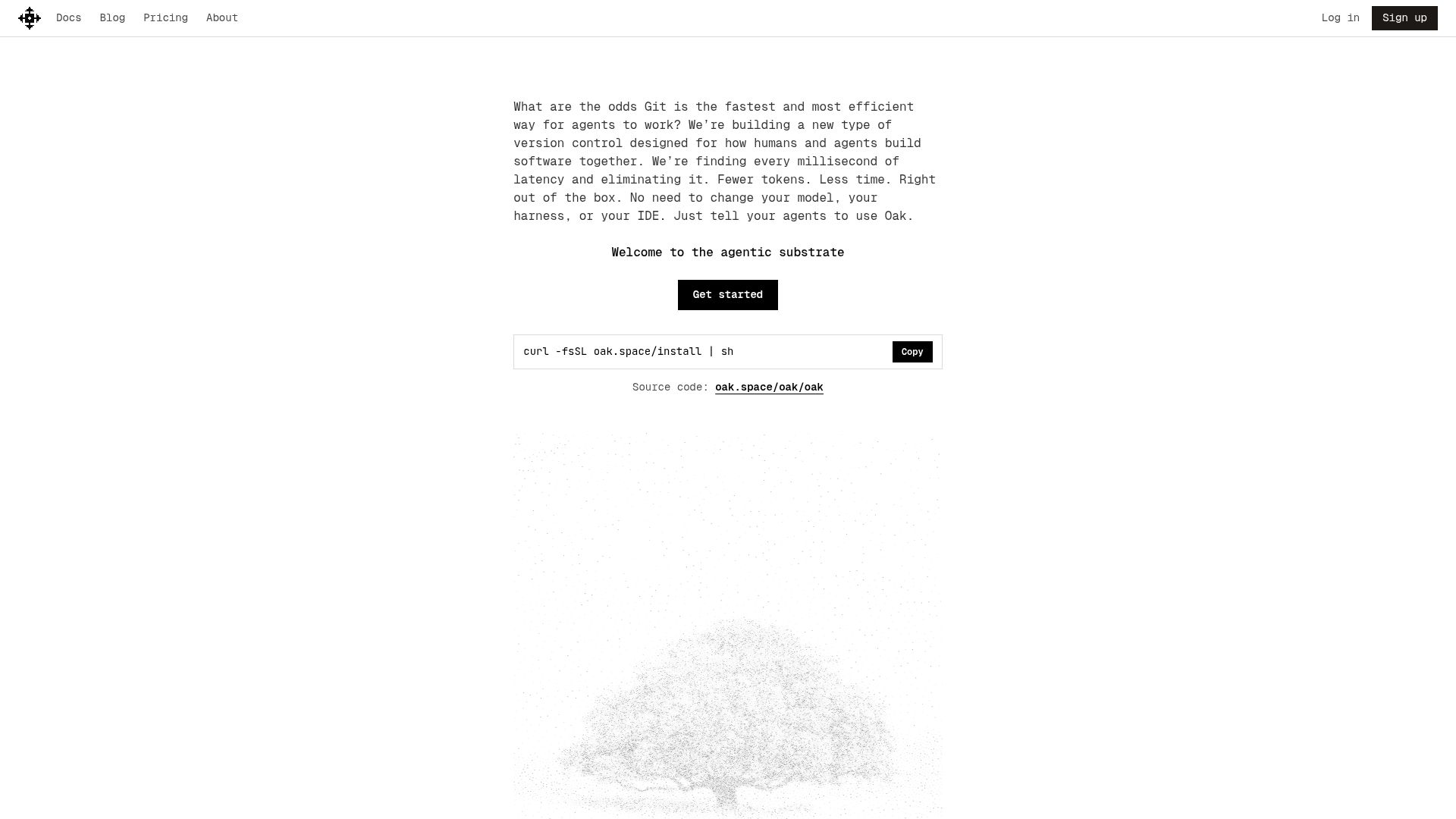 Screenshot of oak.space: Oak: Git for Agents