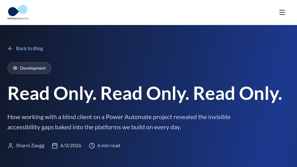 Screenshot of iinteractive.com: How working with a blind client revealed invisible accessibility gaps