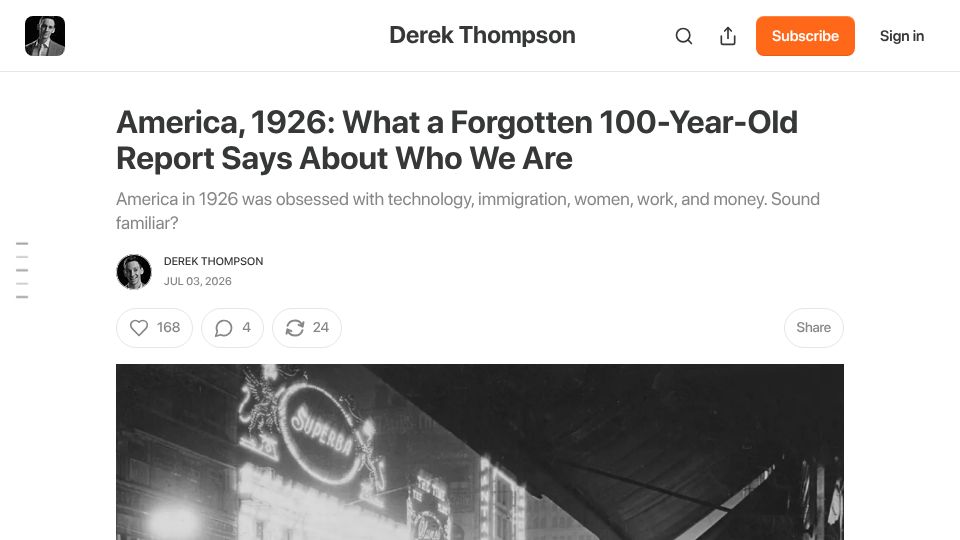 Screenshot of derekthompson.org: America, 1926: A forgotten 100-year-old report