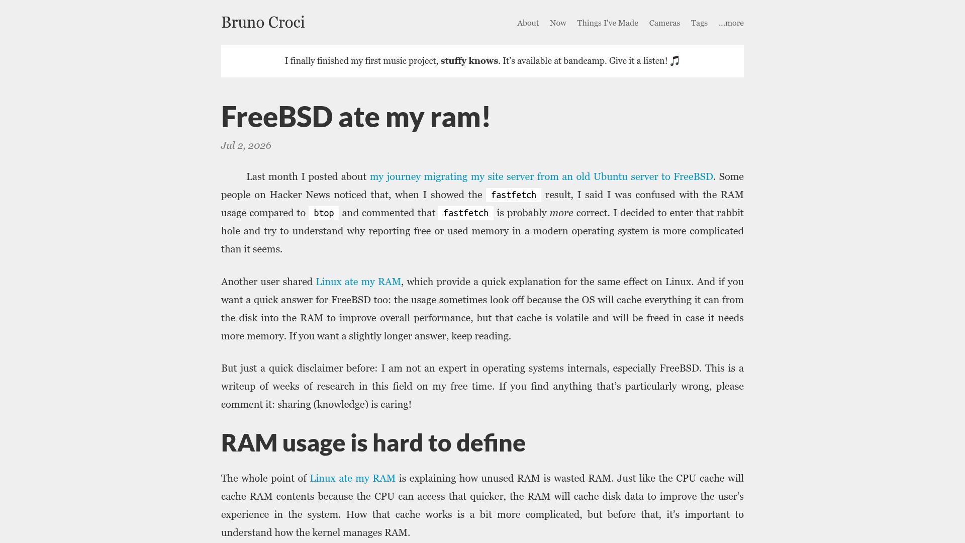 Screenshot of crocidb.com: FreeBSD ate my RAM