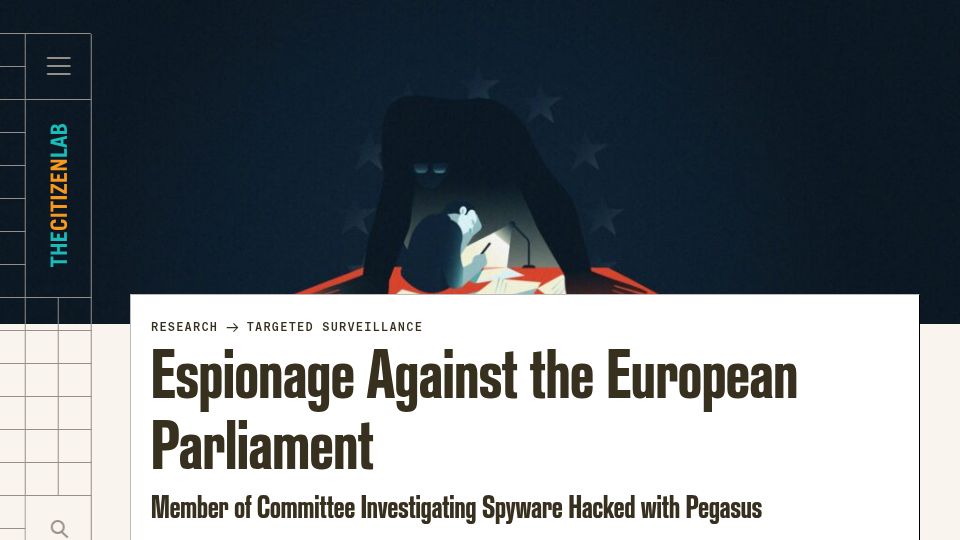Screenshot of citizenlab.ca: Espionage Against the European Parliament