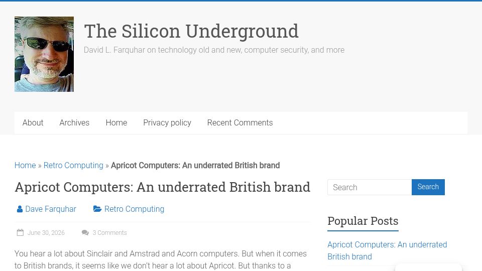 Screenshot of dfarq.homeip.net: Apricot Computers: An underrated British brand