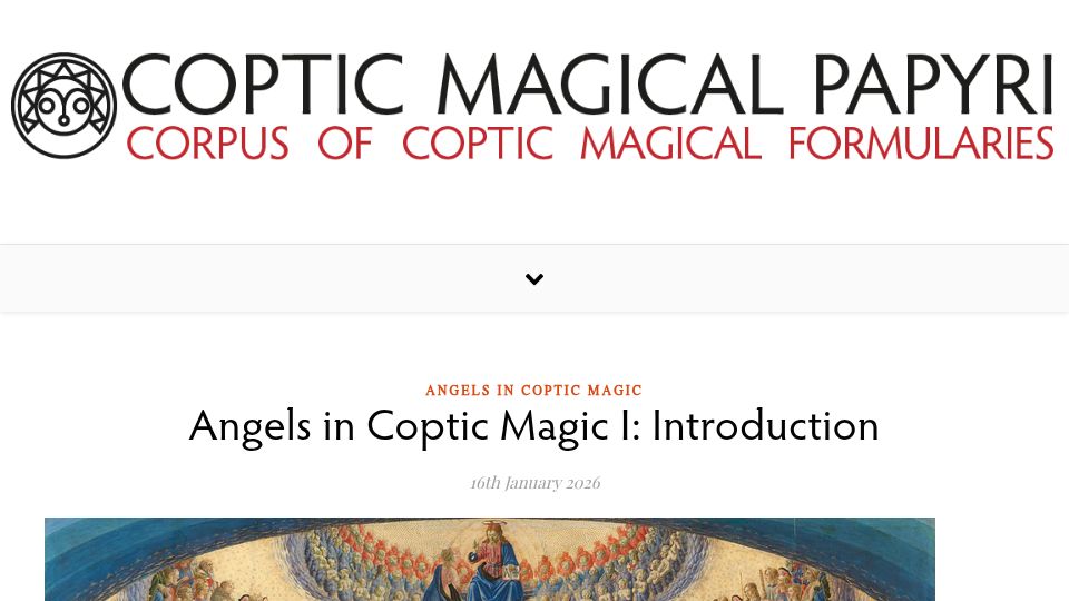 Screenshot of coptic-magic.phil.uni-wuerzburg.de: Angels in Coptic Magic I: Introduction