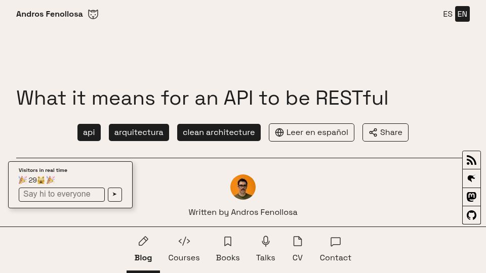 Screenshot of en.andros.dev: What it means for an API to be RESTful