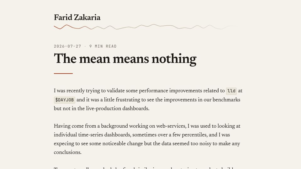 Screenshot of fzakaria.com: The mean means nothing: data visualization to debug a latency problem