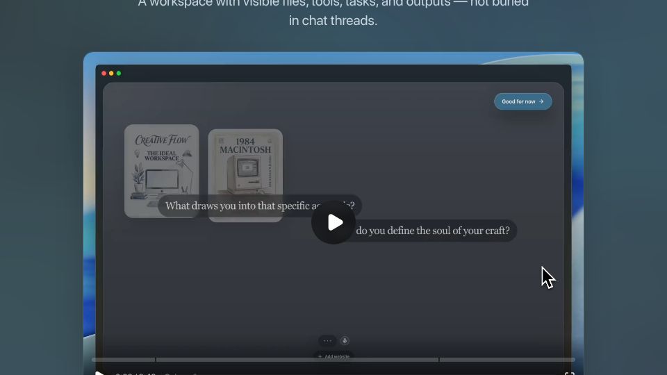Screenshot of marbleos.com: Show HN: What should the GUI for AI agents look like?