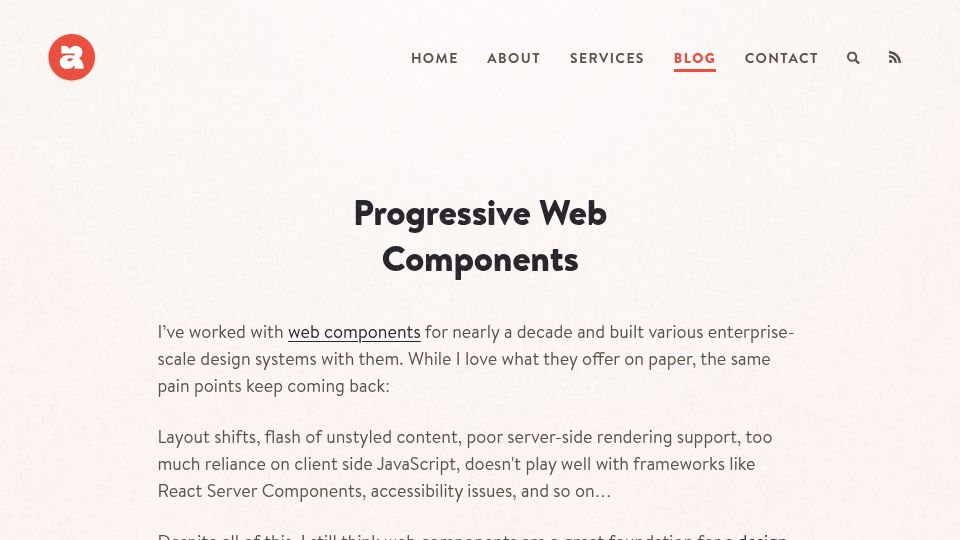 Screenshot of arielsalminen.com: Progressive Web Components