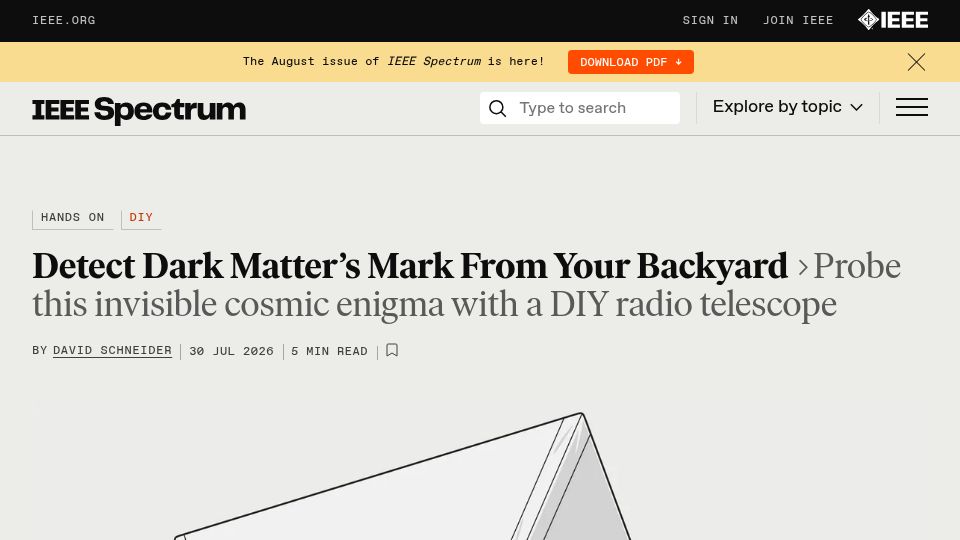 Screenshot of spectrum.ieee.org: Detect Dark Matter's Mark from Your Backyard