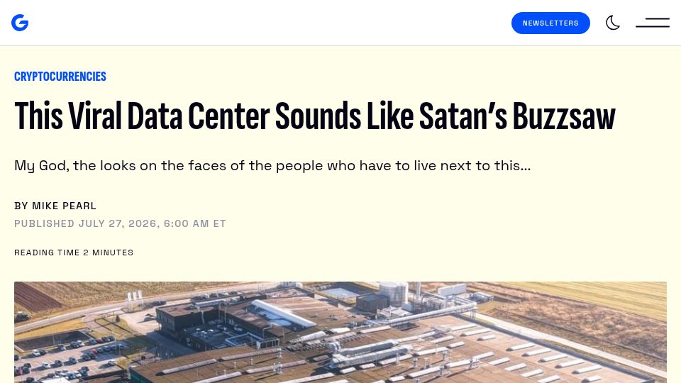 Screenshot of gizmodo.com: Destroying a Community with a Gigantic "Clogged Vacuum Cleaner"