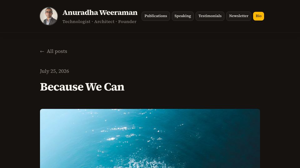 Screenshot of weeraman.com: Twenty-five years ago it was cryptography, today it's model weights