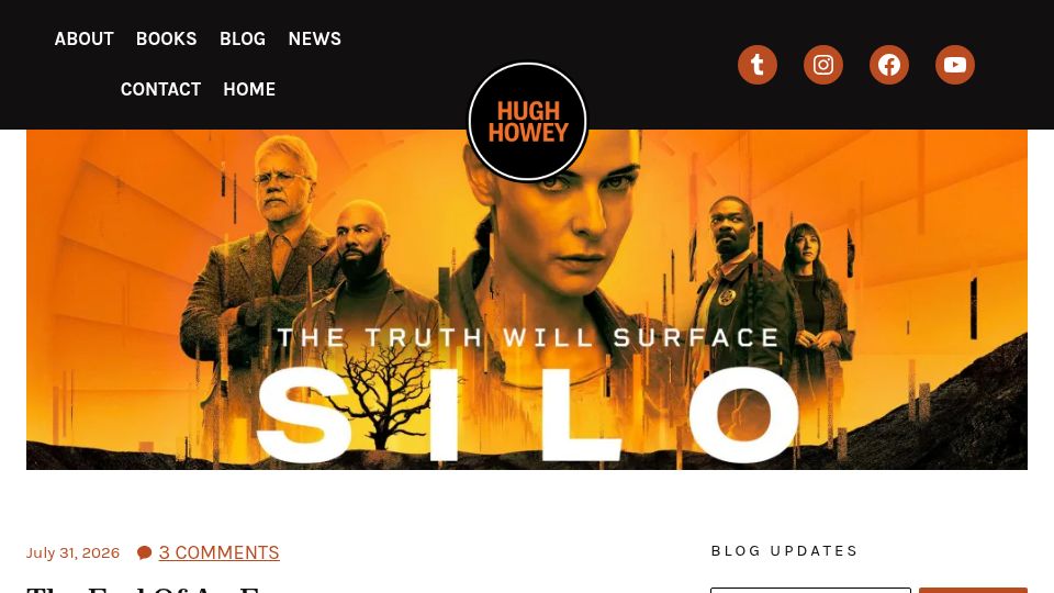 Screenshot of hughhowey.com: The End of an Era
