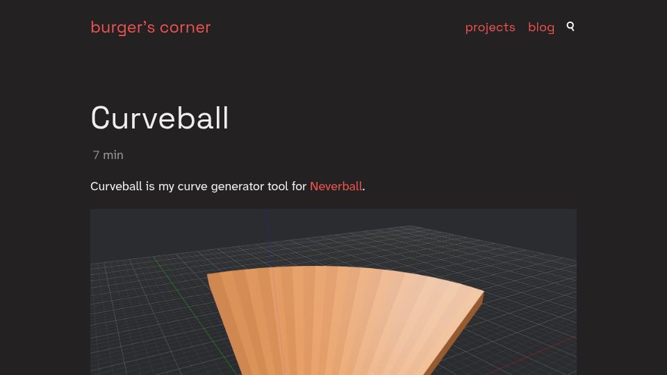 Screenshot of mightyburger.net: Curveball