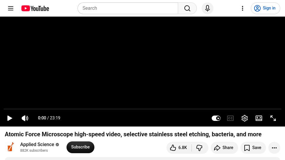 Screenshot of youtube.com: Atomic Force Microscope [video]