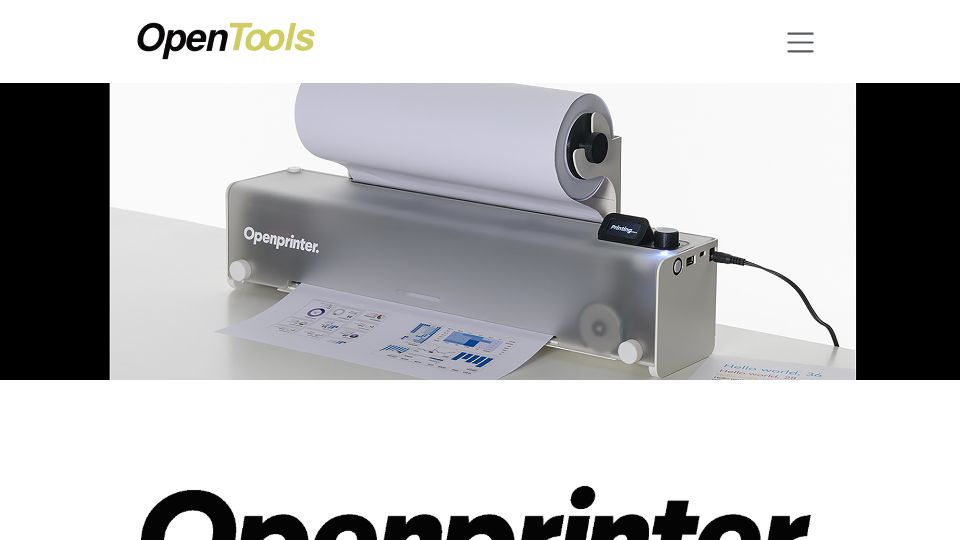Screenshot of opentools.studio: OpenPrinter