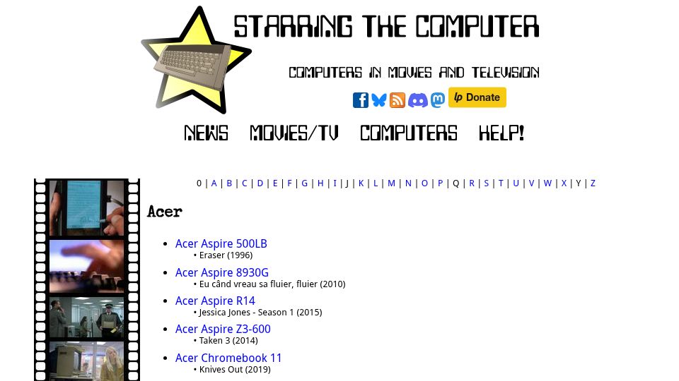 Screenshot of starringthecomputer.com: Starring the Computer