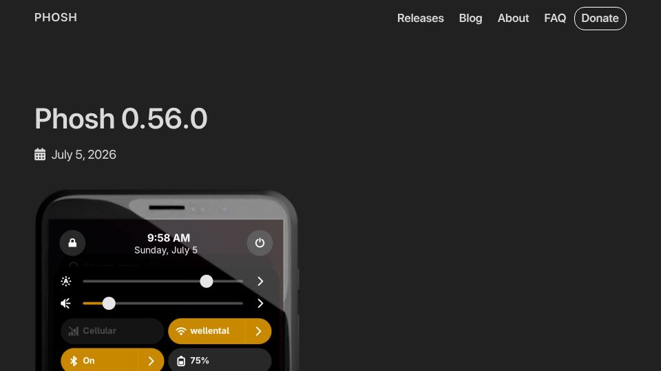 Screenshot of phosh.mobi: Phosh 0.56.0