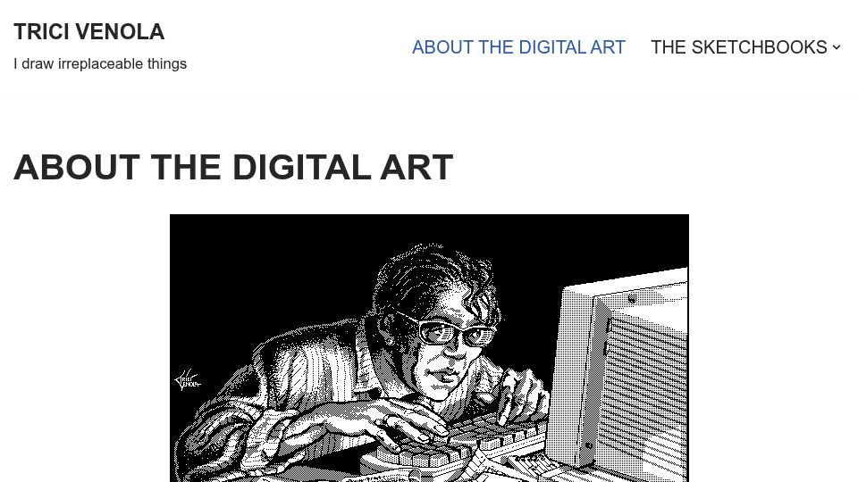Screenshot of tricivenola.com: About the Digital Art