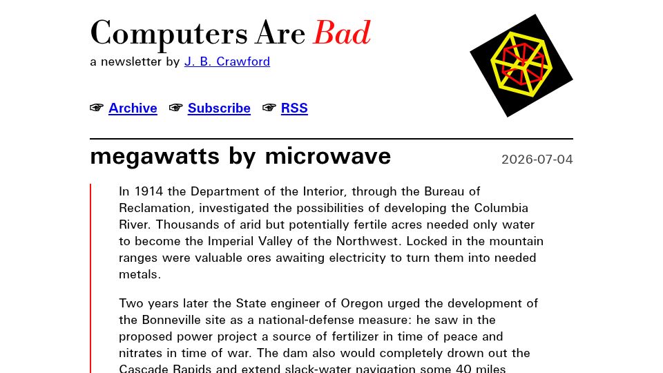 Screenshot of computer.rip: Megawatts by Microwave