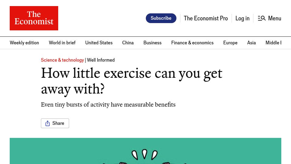 Screenshot of economist.com: How little exercise can you get away with?