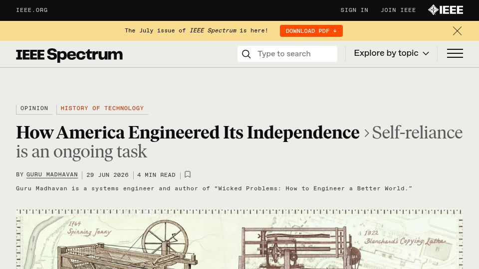 Screenshot of spectrum.ieee.org: How the U.S. Engineered Its Sovereignty