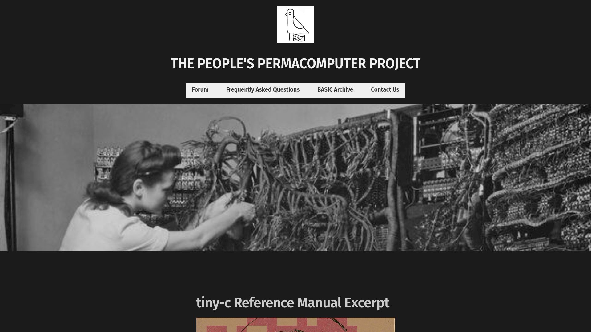 Screenshot of permacomputer.solarpunk.au: Tiny-C Reference Manual Excerpt