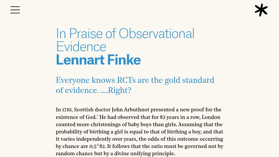 Screenshot of asteriskmag.com: In Praise of Observational Evidence