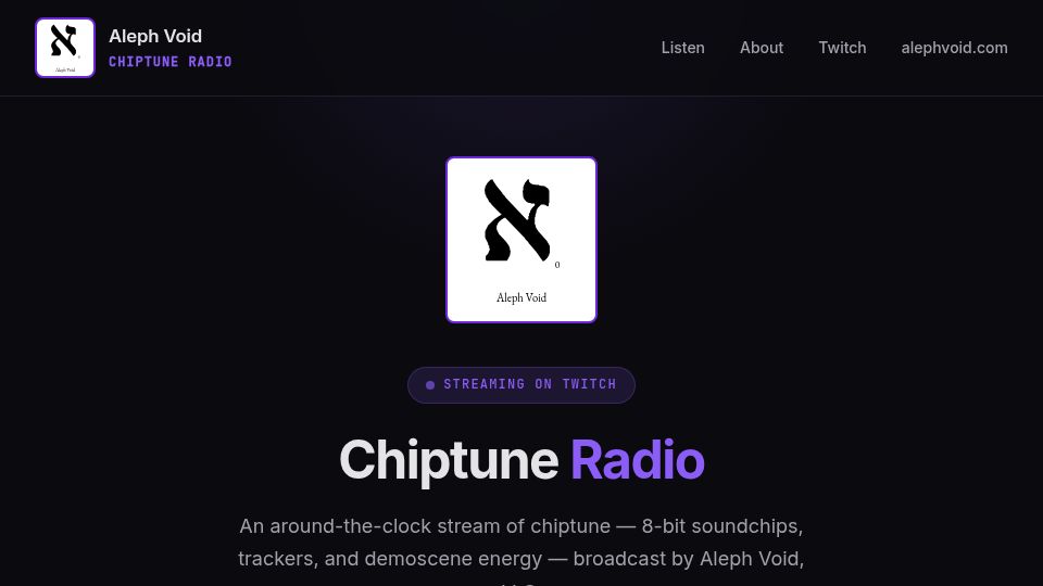 Screenshot of chiptune-radio.alephvoid.com: Show HN: Chiptune Radio