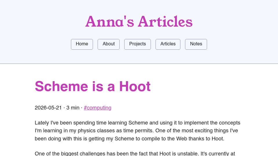 Screenshot of gracefulliberty.com: Scheme Is a Hoot