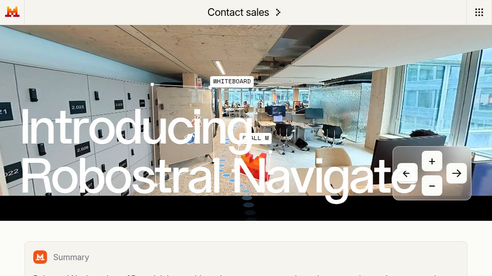 Screenshot of mistral.ai: Mistral's Robostral Navigate: a state of the art robotics navigation model