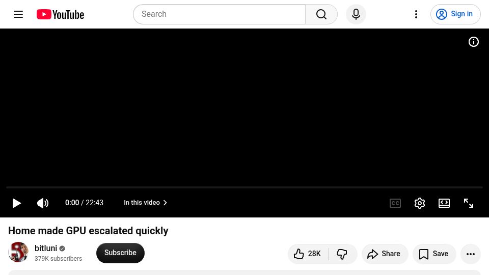 Screenshot of youtube.com: Home made GPU escalated quickly [video]