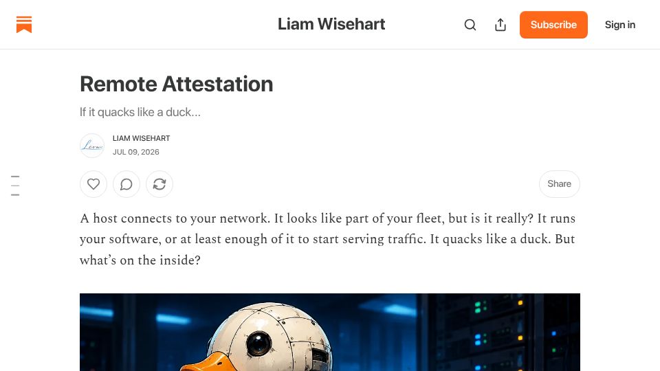Screenshot of liamcvw.com: Remote Attestation
