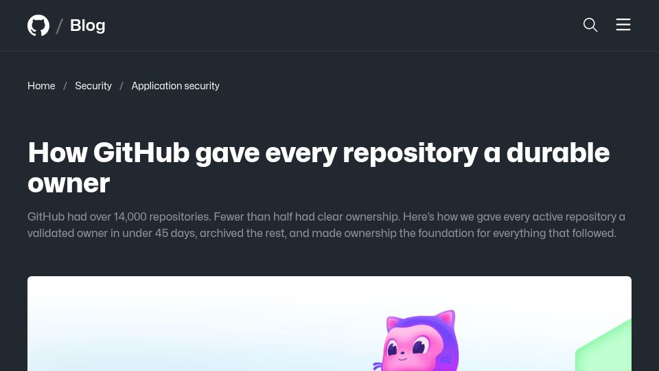Screenshot of github.blog: How GitHub gave every repository a durable owner