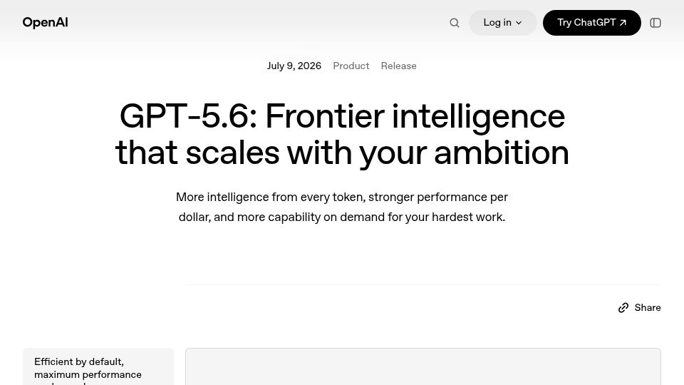 Screenshot of openai.com: GPT-5.6