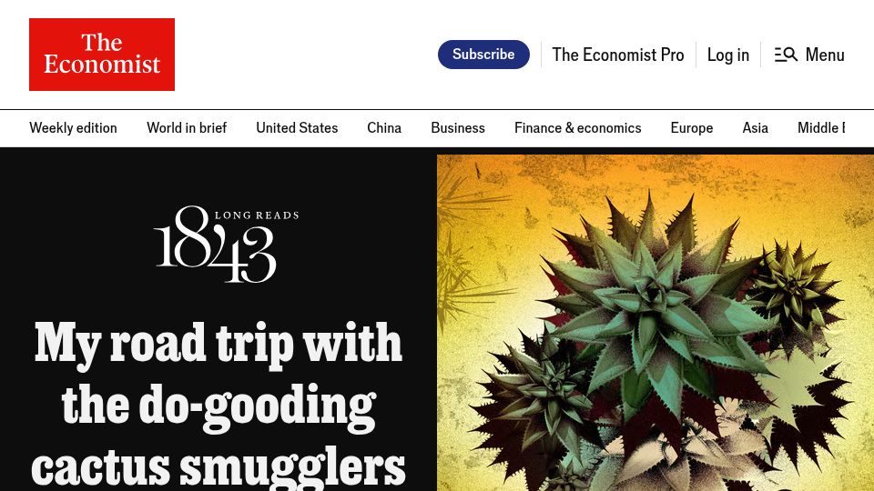 Screenshot of economist.com: My road trip with the do-gooding cactus smugglers