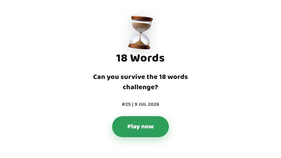 Screenshot of 18words.com: Show HN: 18 Words